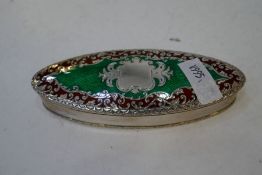 A really pretty, impressive, silver and Edwardian trinket box with lovely, decorative green and red