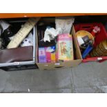 Three boxes of mixed collectables including vintage toys, Barbie and Sindy, etc and a small selectio