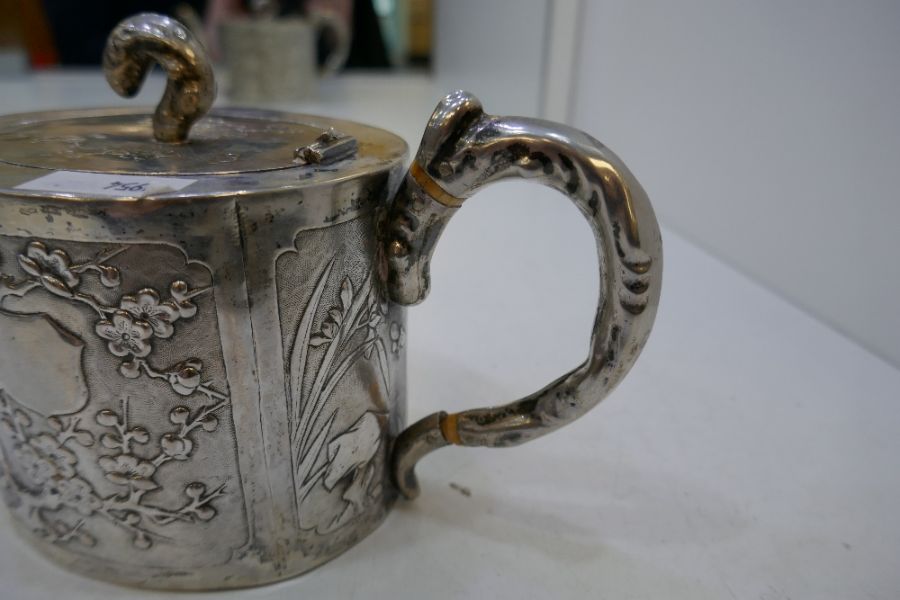 A Chinese teapot marked Kucheung with floreated design embossed on the body. Central vacant cafonche - Image 3 of 6