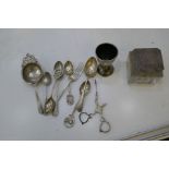 A selection of silver flatware including Royal Naval Rifle Association spoons, sifter, etc, AF, a si