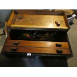 Vintage Carpenter's tool chest, containing vintage tools