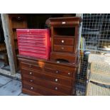 Modern chest of 2 short over 3 long drawers and matching bedside chest