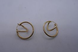 Pair of 14K yellow gold dress earrings, marked 14K, 3cm diam. 2.2g