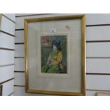 Frank Sherwin, R.A. a watercolour of seated Circus performer holding cigarette, signed, 16.5 x 24cms