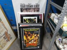 Large collection of various framed movie posters, mostly French