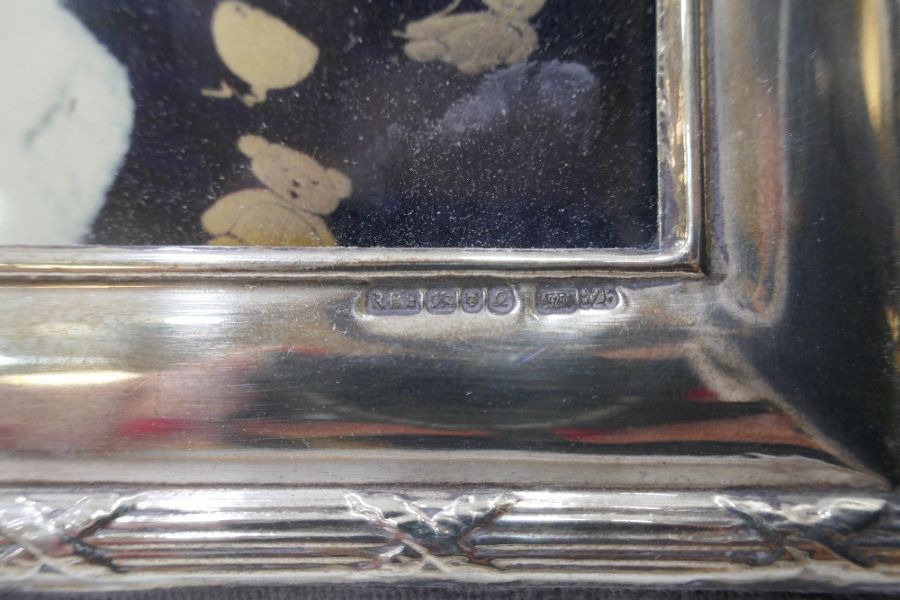 Two silver photo frames. One rectangular with decorative border hallmarked London 1990, RBB 17cm x 1 - Image 2 of 4