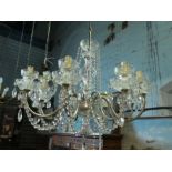 Modern glass 6 branch chandelier