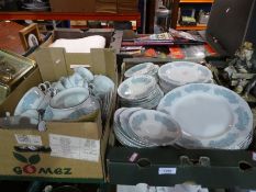 Two trays of Grosvenor Caprice tableware and a box of Royal Albert dinnerware