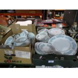 Two trays of Grosvenor Caprice tableware and a box of Royal Albert dinnerware