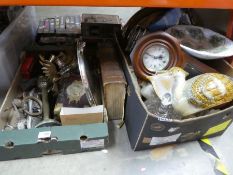 Two boxes mixed collectables to include treen, brassware, pottery, etc