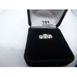 Pretty 14K White gold diamond trilogy ring, approx 1 carat diamond, Size N/O, Central Diamond approx