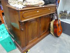 A vintage 2 door mahogany veneered sideboard with large drawer, AF