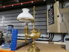 Brass oil lamp with shade
