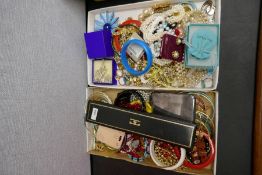 Two small trays of costume jewellery, and similar