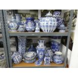 Large collection of blue and white oriental and other china to include collection of ginger jars, va