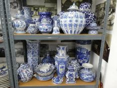 Large collection of blue and white oriental and other china to include collection of ginger jars, va