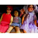 Selection of vintage bisque and Chad Valley dolls