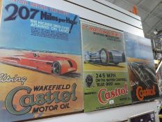 Three vintage reproduction posters, mostly Bluebird and Malcolm Campbell