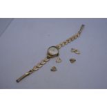 Vintage 9ct yellow gold ladies 'Record' wristwatch on 9ct yellow gold strap, with 5 extra links, mar