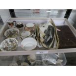 A small quantity of miniature of Royal Crown Derby and Coalport items, an old autograph album and su