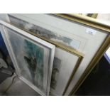 Two abstract framed and glazed prints limited edition and another of signed David Shepherd of the Go