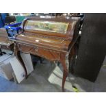 A reproduction French style cylinder bureau having one drawer with gilt metal mounts