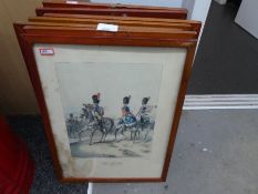 A selection of prints depicting soldiers on horseback etc