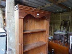 Waxed pine floor standing open bookcase