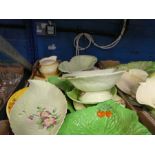 Three boxes of green leaf Carlton ware and Beswick, to include serving platters, dishes, jugs, etc