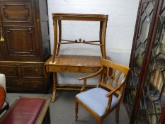 A reproduction birds eye maple sofa table 121cm having 2 drawers on splay legs together with a simil