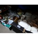 Five boxes of mixed china, glassware, etc