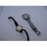Vint gents stainless steel 'Vertex' wristwatch on stainless strap, together 9ct gold cased 'Dwelsa'