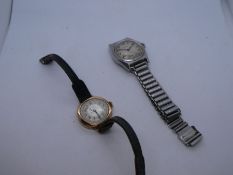 Vint gents stainless steel 'Vertex' wristwatch on stainless strap, together 9ct gold cased 'Dwelsa'