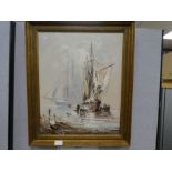 B. Wilder; a 1970s / 80's oil of boats and ships