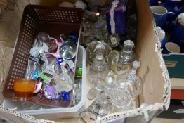 Selection of mixed glassware including glass paperweights, bells, etc