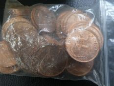 Box of old coinage 1967 uncirculated pennies