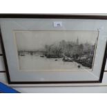 W. L. Wyllie; a pencil signed etching of London Bridge and Adelaide House, 41.5 x 22cms