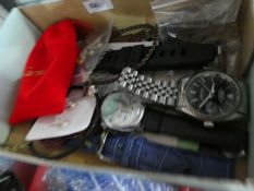 Selection of vintage watch parts, Rolex keyring etc.