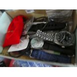 Selection of vintage watch parts, Rolex keyring etc.