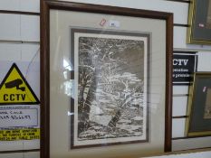 Al Kaufman; a pencil signed limited edition etching of 'First Thaw' 58/200, 28 x 40.5cms