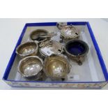 A selection of three silver salts by Asprey and Co Ltd, with lion feet and gadrooned rim. Also with