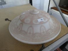 An old opaline ceiling bowl having pink floral decoration, 41cms