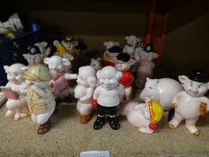 A selection of China pigs in various costumes by piggies.