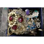 Box of silver and other jewellery, hardstone jewellery etc