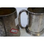 Two silver tankards, one hallmarked Birmingham 1933 Joseph Gloster Ltd, the other Birmingham 1946 E