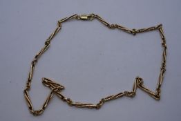 9ct yellow gold twisted link design necklace, 48cm, marked 375, 22g approx