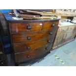 A Georgian mahogany bow front chest having two short and three long drawers