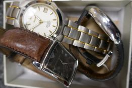 Vintage gents rotary wristwatch. Pulseur extension and Emporio Armani stainless steel wristwatch on