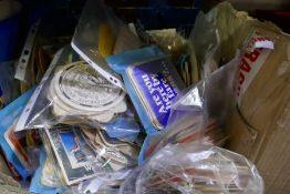 Box of various vintage beermats.