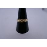 18ct yellow gold gypsy ring set 5 diamonds chips, size R, marked 18, chipped diamond, 2.3g approx